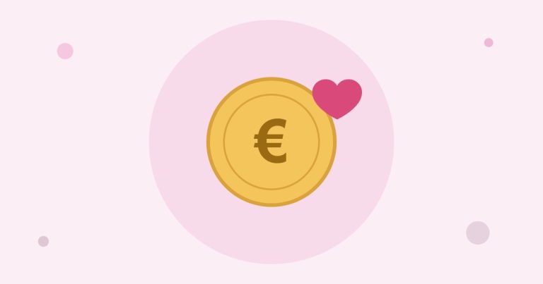 Illustratie van een euromunt met een hartje