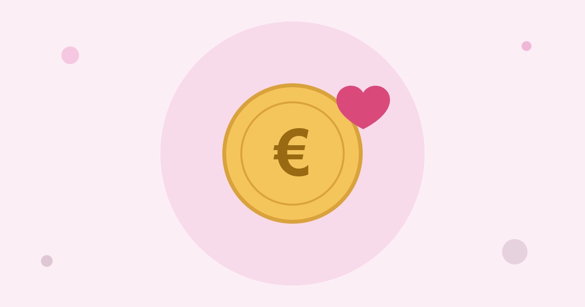 Illustratie van een euromunt met een hartje