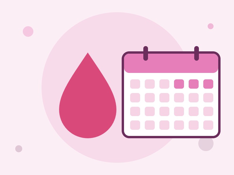 Illustratie van een bloeddruppel en een kalender