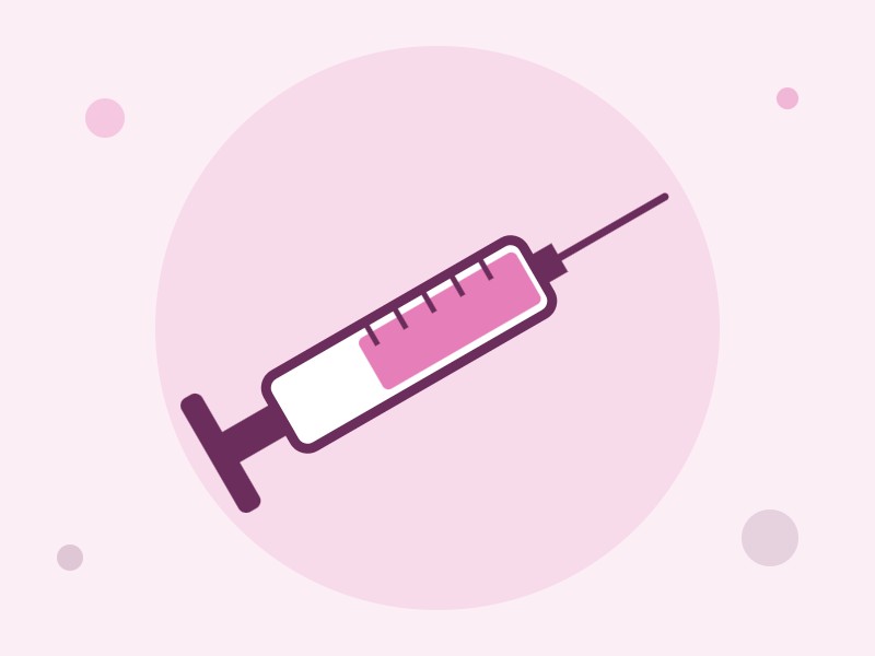 Illustratie van een injectiespuit voor de prikpil
