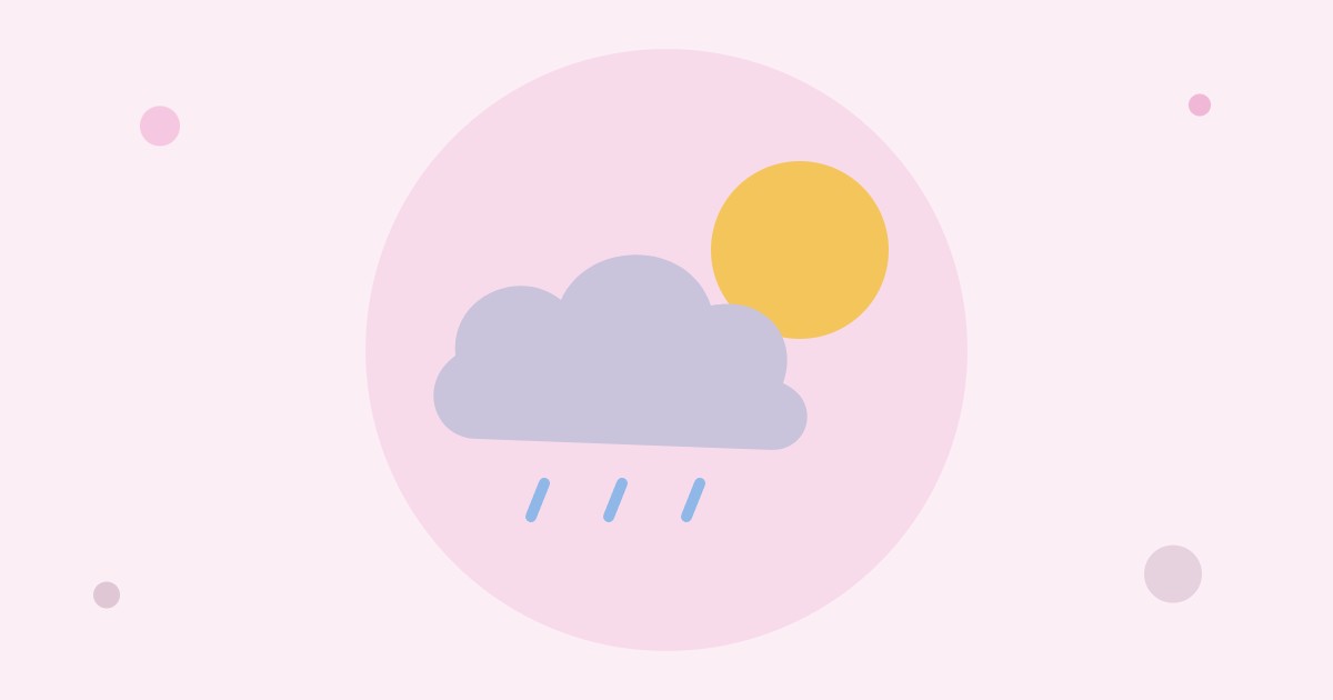 Illustratie van een regenwolk en een zon
